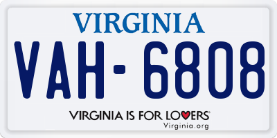 VA license plate VAH6808