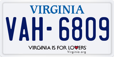 VA license plate VAH6809