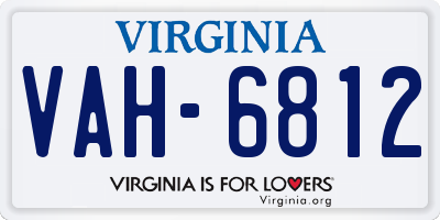 VA license plate VAH6812