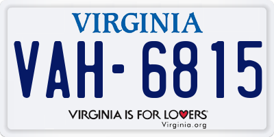 VA license plate VAH6815