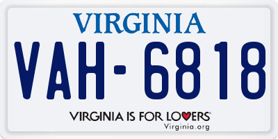 VA license plate VAH6818