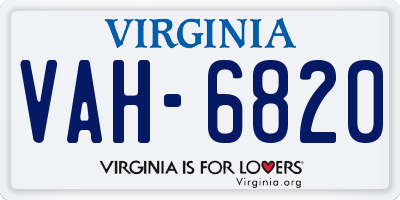 VA license plate VAH6820