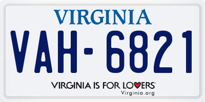 VA license plate VAH6821