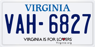 VA license plate VAH6827