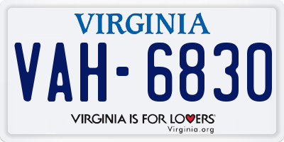 VA license plate VAH6830