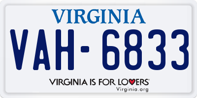VA license plate VAH6833