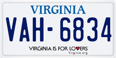 VA license plate VAH6834