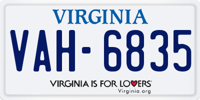 VA license plate VAH6835
