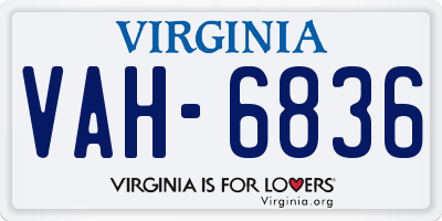 VA license plate VAH6836