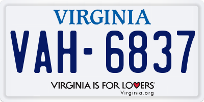 VA license plate VAH6837