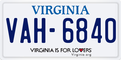 VA license plate VAH6840