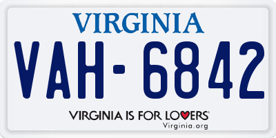 VA license plate VAH6842