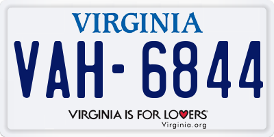 VA license plate VAH6844