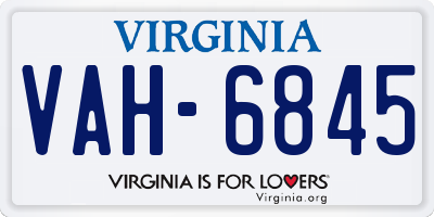 VA license plate VAH6845