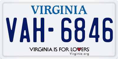 VA license plate VAH6846