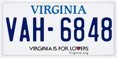 VA license plate VAH6848