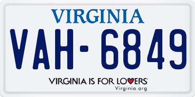 VA license plate VAH6849