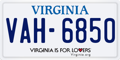 VA license plate VAH6850