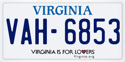 VA license plate VAH6853