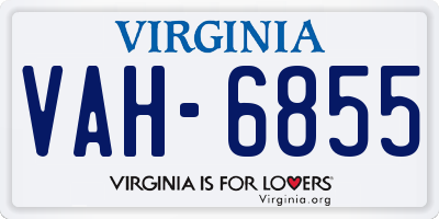 VA license plate VAH6855