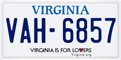 VA license plate VAH6857