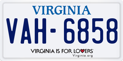 VA license plate VAH6858
