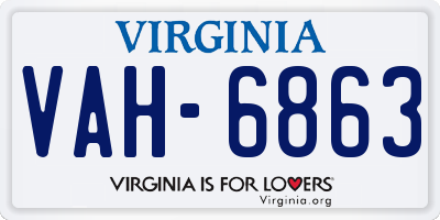 VA license plate VAH6863