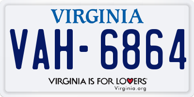 VA license plate VAH6864