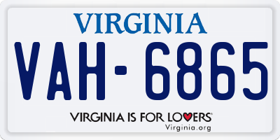 VA license plate VAH6865
