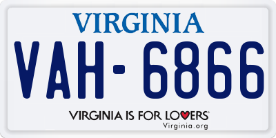 VA license plate VAH6866