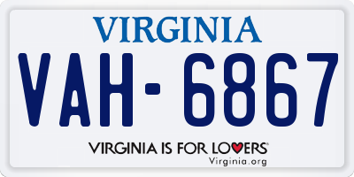 VA license plate VAH6867