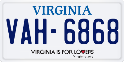 VA license plate VAH6868