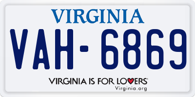 VA license plate VAH6869