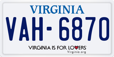 VA license plate VAH6870