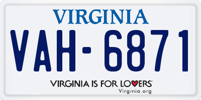 VA license plate VAH6871