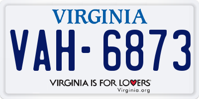 VA license plate VAH6873