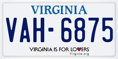 VA license plate VAH6875