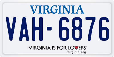 VA license plate VAH6876