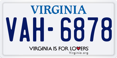 VA license plate VAH6878