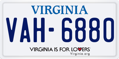 VA license plate VAH6880