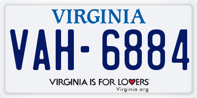 VA license plate VAH6884