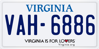 VA license plate VAH6886