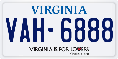 VA license plate VAH6888