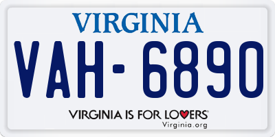 VA license plate VAH6890