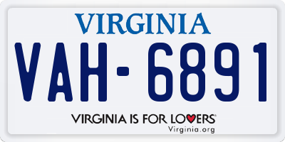 VA license plate VAH6891