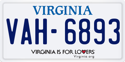 VA license plate VAH6893