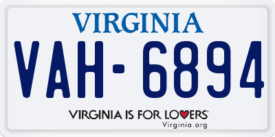 VA license plate VAH6894