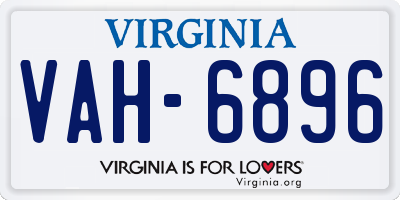 VA license plate VAH6896