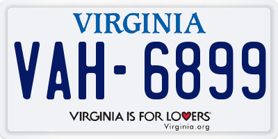 VA license plate VAH6899