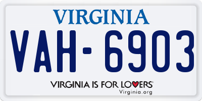 VA license plate VAH6903